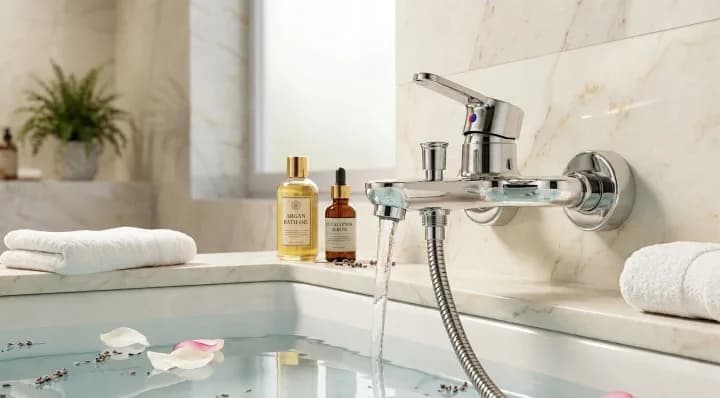 Mitigeur de baignoire mural chromé monocommande avec inverseur – photo 2