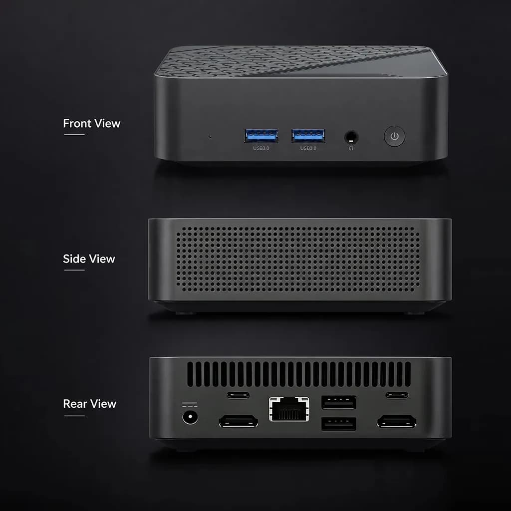 Mini PC Intel N150 2026, 16 Go DDR4, SSD M.2 NVMe 512 Go, Triple 4K, WiFi 6, BT5.2, Refroidissement Silencieux, Bureau et Domicile, Pro Ultra – photo 5