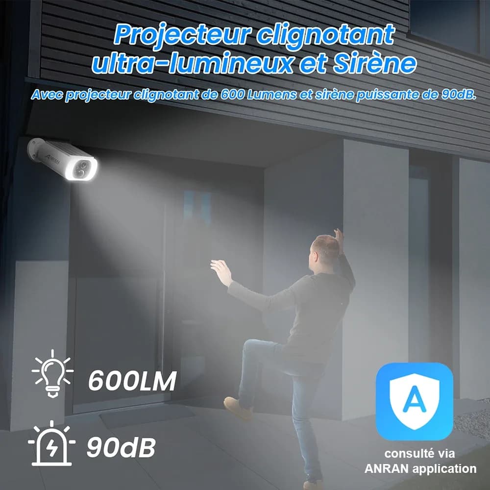 ANRAN Caméra Solaire, Caméra WiFi 2.4G, Caméras de Sécurité 2K pour la Protection de la Maison, Caméra avec Panneau Solaire et Batterie, Détection Humaine PIR, Alarme locale, Compatible Alexa, Couleur Vision Nocturne,IP66 – photo 3