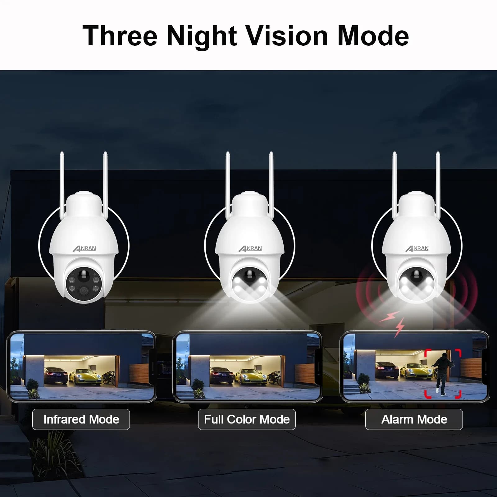 Caméra solaire ANRAN 4K 8MP, caméra WIFI 3K 5MP 2.4G, caméras extérieures à batterie, caméras de sécurité pour la maison, détection humaine PIR, vision nocturne couleur, audio bidirectionnel – photo 5