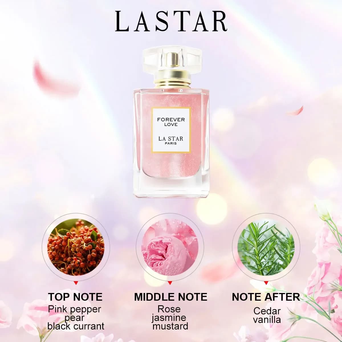 Parfum longue durée pour femmes LASTAR, deux flacons d'un total de 110 ml/3,72 fl oz, parfum rose et jasmin, cadeaux de Noël/Nouvel An – photo 2
