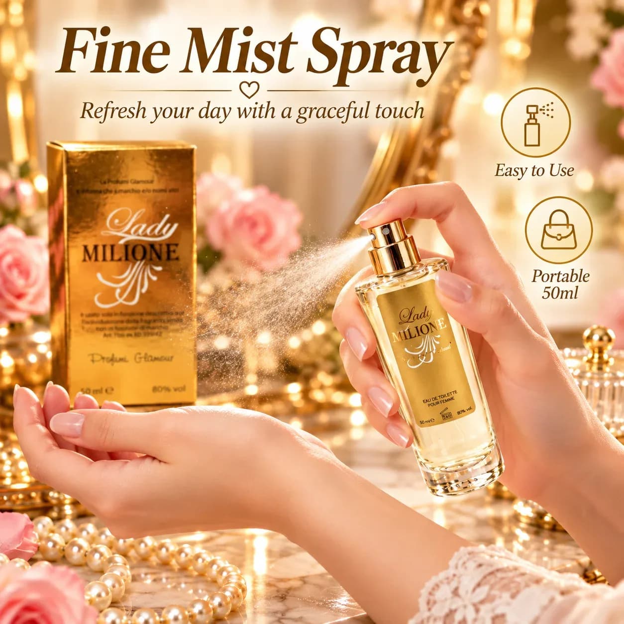 Parfum féminin glamour, eau de toilette, arôme doré sophistiqué, fragrance chic pour les soirées, les fêtes, les rendez-vous, les voyages et les moments de cadeau – photo 3