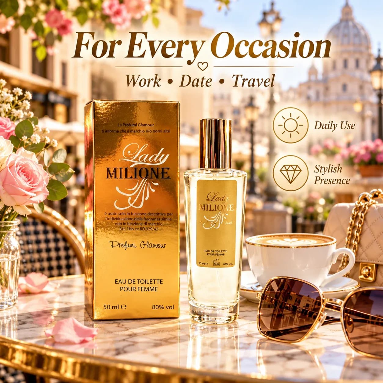 Parfum féminin glamour, eau de toilette, arôme doré sophistiqué, fragrance chic pour les soirées, les fêtes, les rendez-vous, les voyages et les moments de cadeau – photo 4