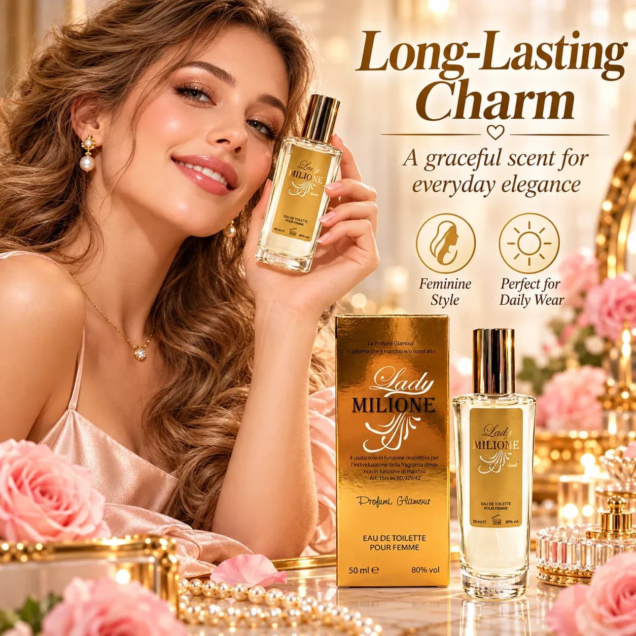 Parfum féminin glamour, eau de toilette, arôme doré sophistiqué, fragrance chic pour les soirées, les fêtes, les rendez-vous, les voyages et les moments de cadeau – photo 2