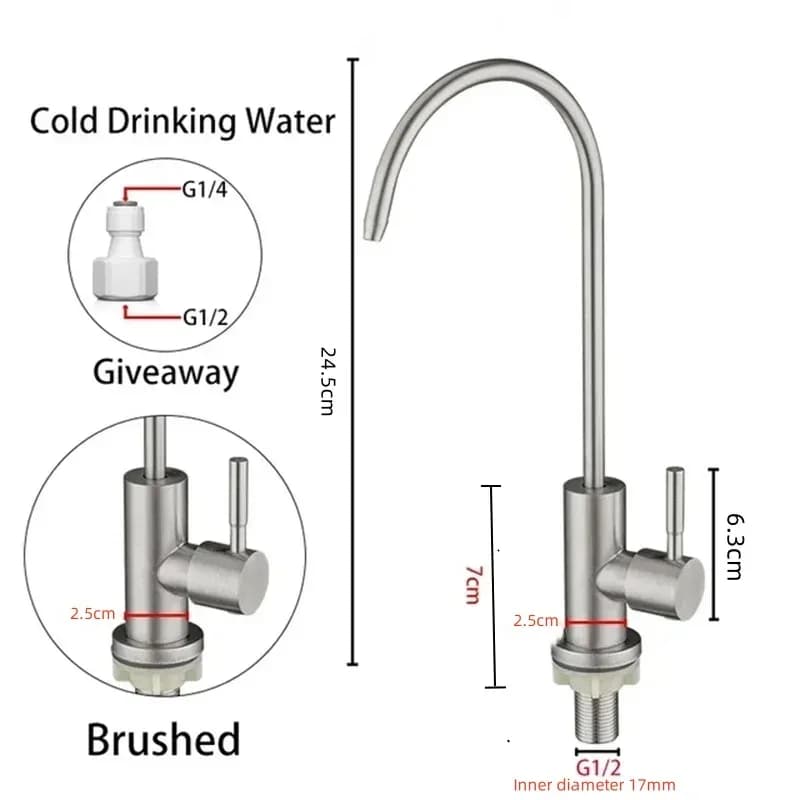 Purificateur d'eau de cuisine en acier inoxydable 304, purificateur d'eau rotatif à refroidissement unique, robinet d'eau potable directe – photo 5