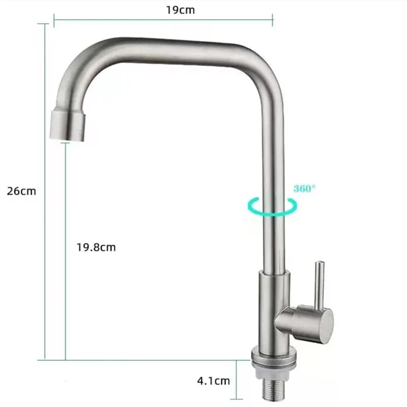 Robinet de cuisine en acier inoxydable, robinet à trou à levier unique, robinet d'évier froid, robinet d'eau monté sur le pont à poignée unique (tuyau non inclus) – photo 6
