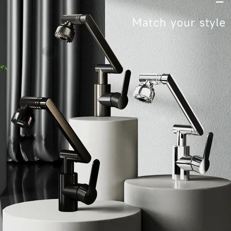 Robinet rotatif universel double Mode bras robotique lavabo cuisine salle de bains chaud et froid ménage bassin lavabo évier – photo 6
