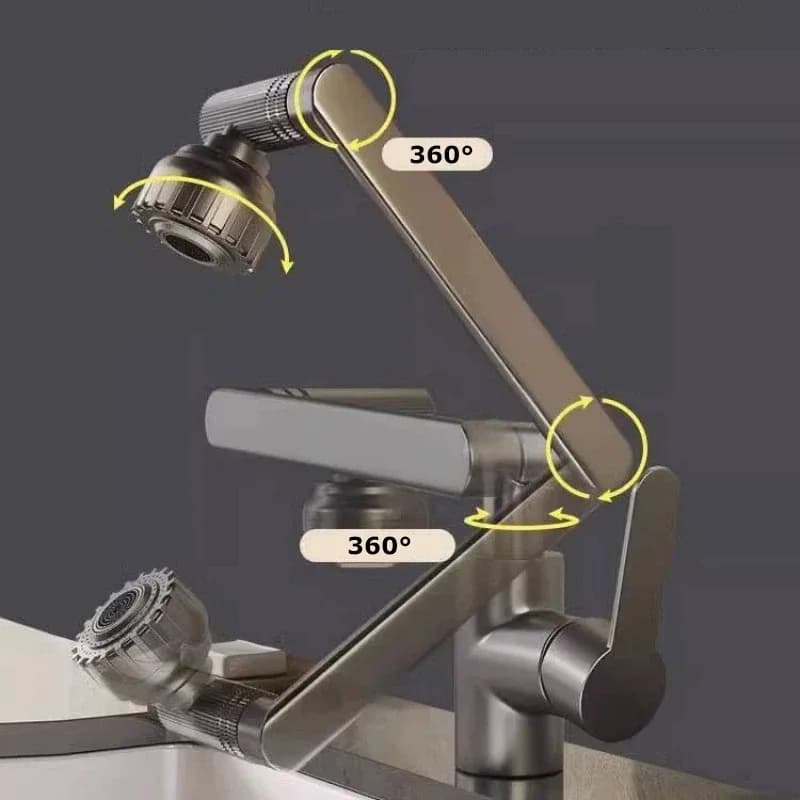Robinet rotatif universel double Mode bras robotique lavabo cuisine salle de bains chaud et froid ménage bassin lavabo évier – photo 4