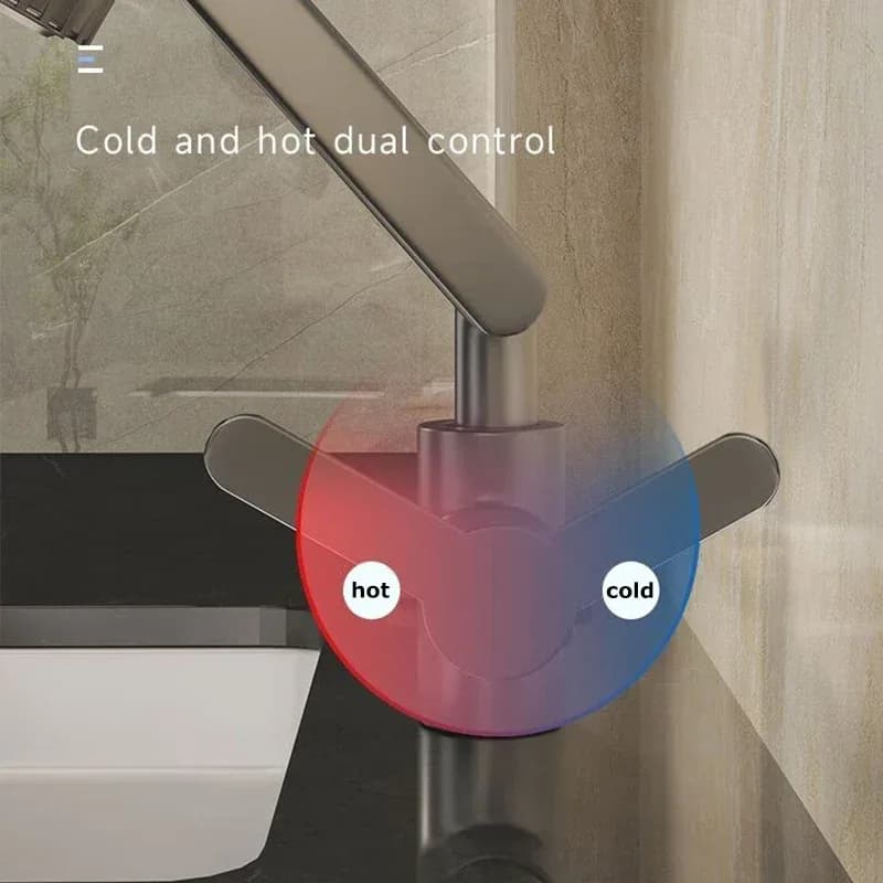Robinet rotatif universel double Mode bras robotique lavabo cuisine salle de bains chaud et froid ménage bassin lavabo évier – photo 3