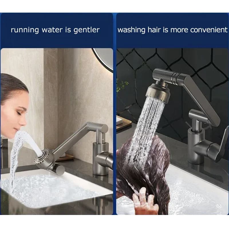 Robinet rotatif universel double Mode bras robotique lavabo cuisine salle de bains chaud et froid ménage bassin lavabo évier – photo 2