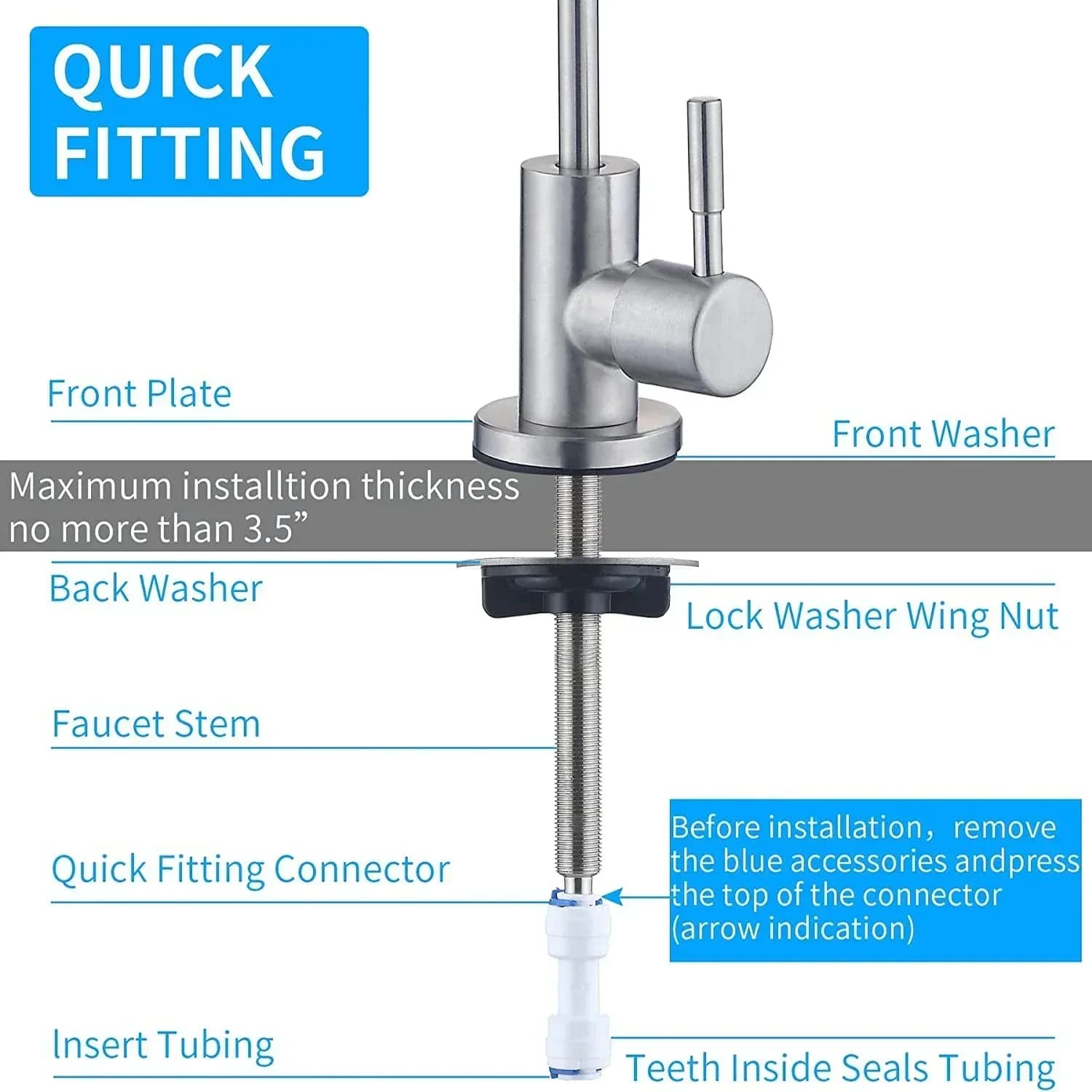 Robinet filtre à eau, purificateur sans plomb, robinet filtré, convient aux unités d'osmose inverse ou système de filtration d'eau, robinet de cuisine RO – photo 2