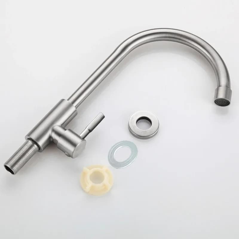 Robinet de cuisine simple froid en acier inoxydable, évier, lavabo à légumes, robinet rotatif – photo 2