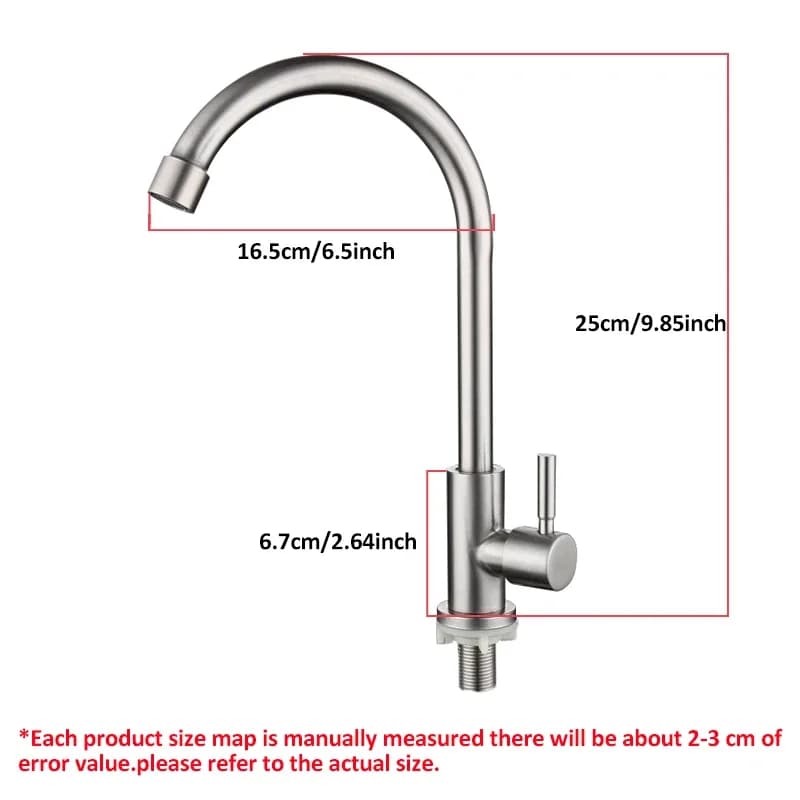 Robinet de cuisine simple froid en acier inoxydable, évier, lavabo à légumes, robinet rotatif – photo 6