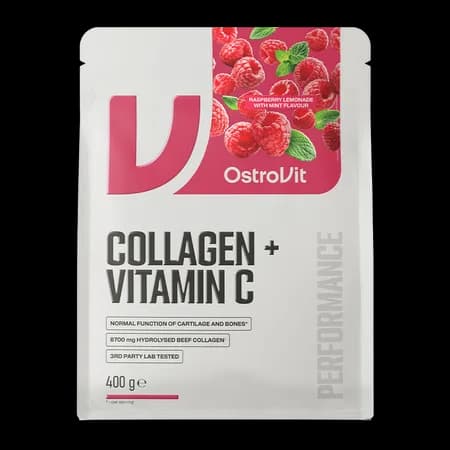 OstroVit Collagène + Vitamine C 400 g - saveur limonade framboise-menthe – photo 2