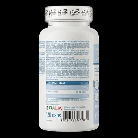 Ethic Nutraceutici Collagène marin + Acide hyaluronique + Vitamine C 120 gélules – photo 2