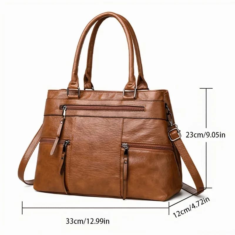 Sac fourre-tout de Style rétro pour femmes, sacs à bandoulière/à bandoulière spacieux en PU de haute qualité avec plusieurs poches, Chic, idéal pour un usage quotidien – photo 5