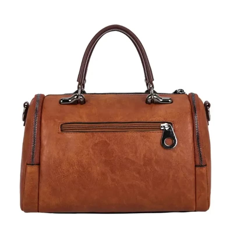 Sac à bandoulière de grande capacité pour femmes, décor à pompon, sac à bandoulière à fermeture éclair avec sangle amovible, sac à main Boston – photo 5