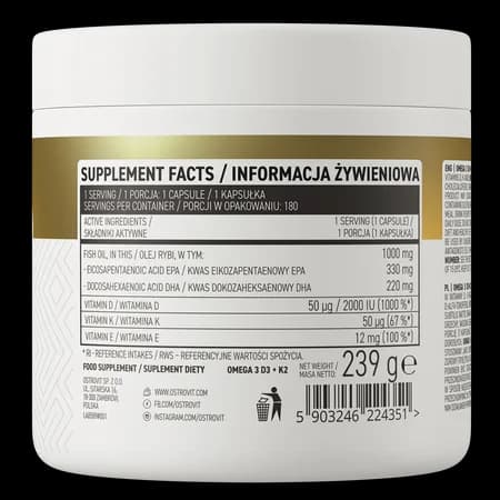 OstroVit Omega 3 D3+K2 180 gélules – photo 3