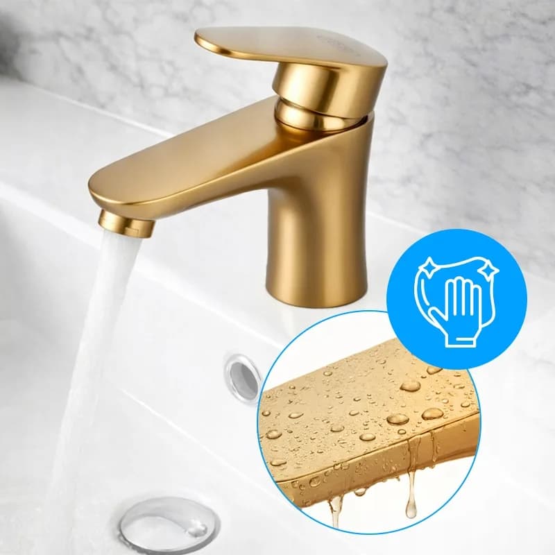 Mitigeur de lavabo pour vasque à poser avec aérateur Akron doré – photo 6