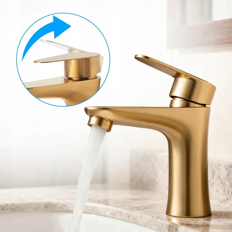 Mitigeur de lavabo pour vasque à poser avec aérateur Akron doré – photo 7