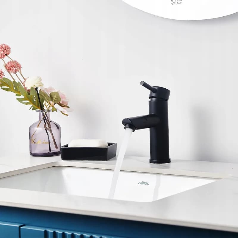 Mitigeur de lavabo bas pour vasque à poser Arley noir – photo 2