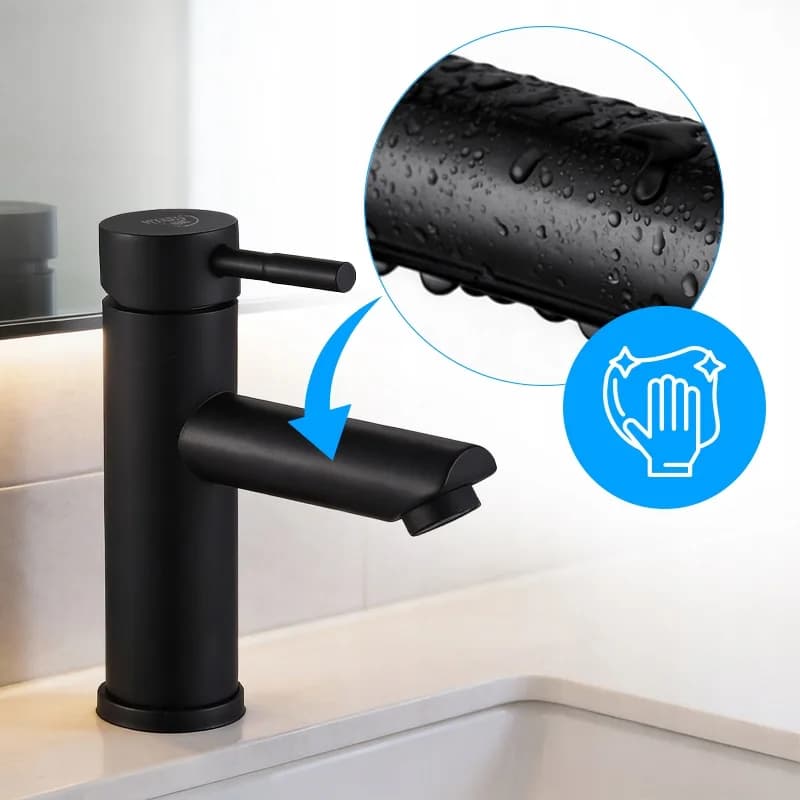 Mitigeur de lavabo bas pour vasque à poser Arley noir – photo 5