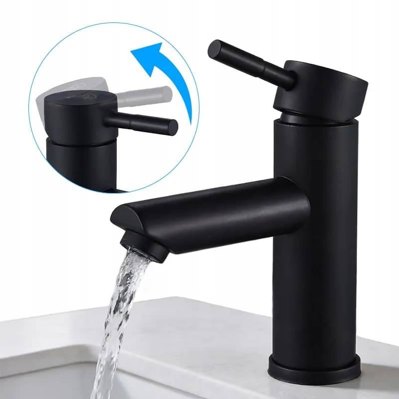Mitigeur de lavabo bas pour vasque à poser Arley noir – photo 6