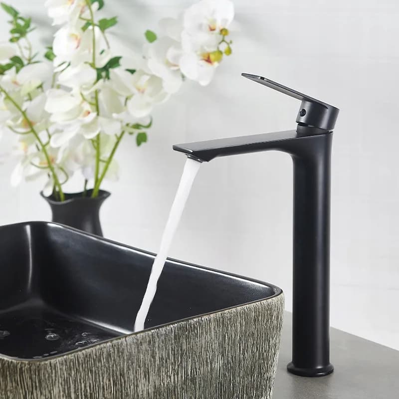 Mitigeur de lavabo haut pour vasque à poser Fargo noir – photo 8