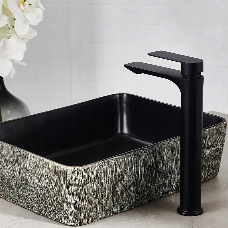 Mitigeur de lavabo haut pour vasque à poser Fargo noir – photo 6