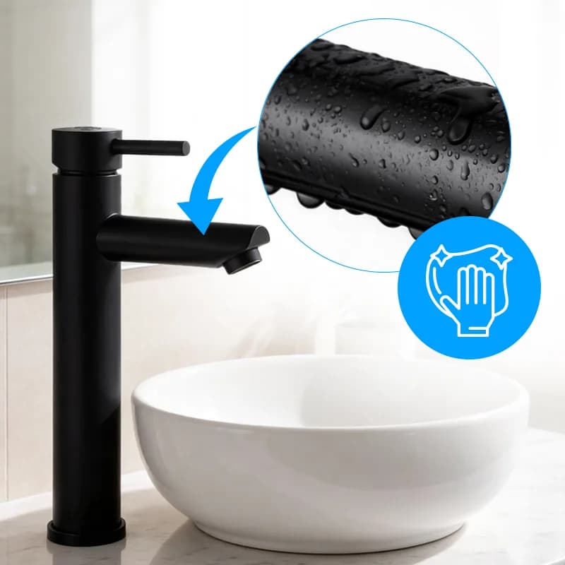 Mitigeur de lavabo haut pour vasque à poser Arley noir – photo 5
