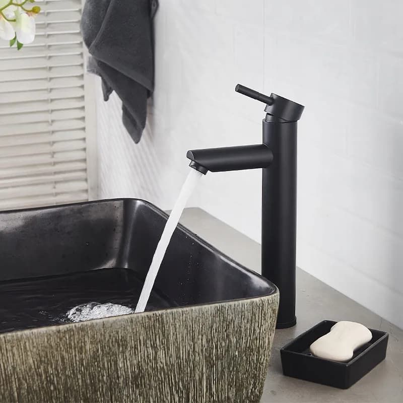 Mitigeur de lavabo haut pour vasque à poser Arley noir – photo 2