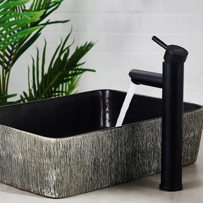 Mitigeur de lavabo haut pour vasque à poser Arley noir – photo 8