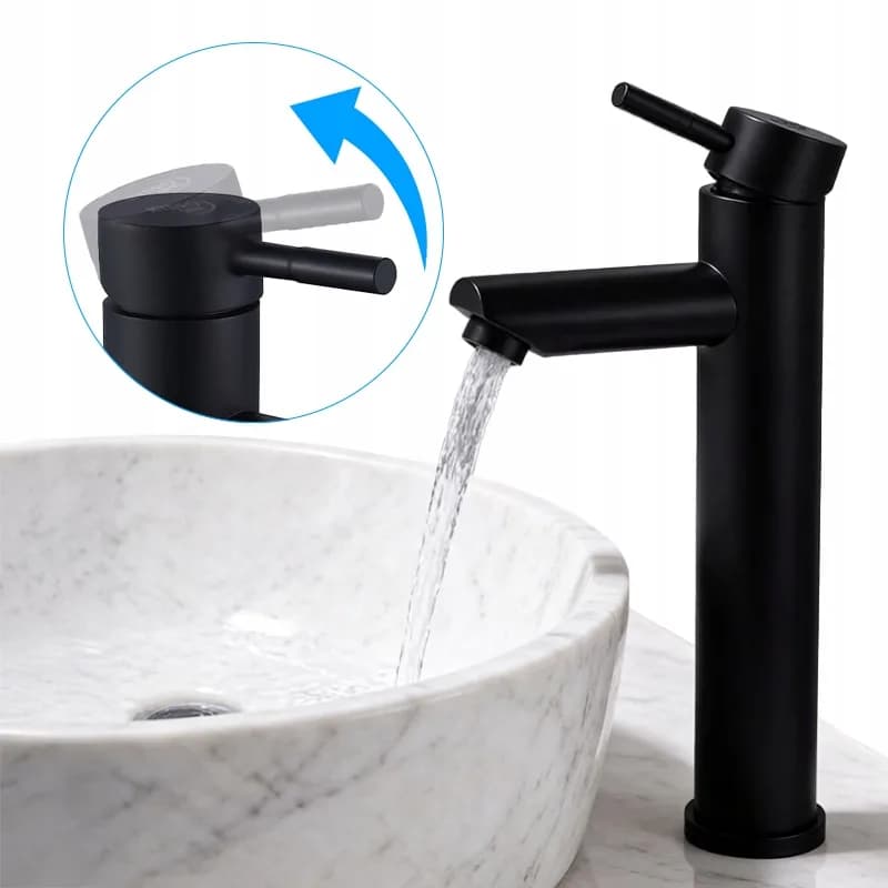 Mitigeur de lavabo haut pour vasque à poser Arley noir – photo 7