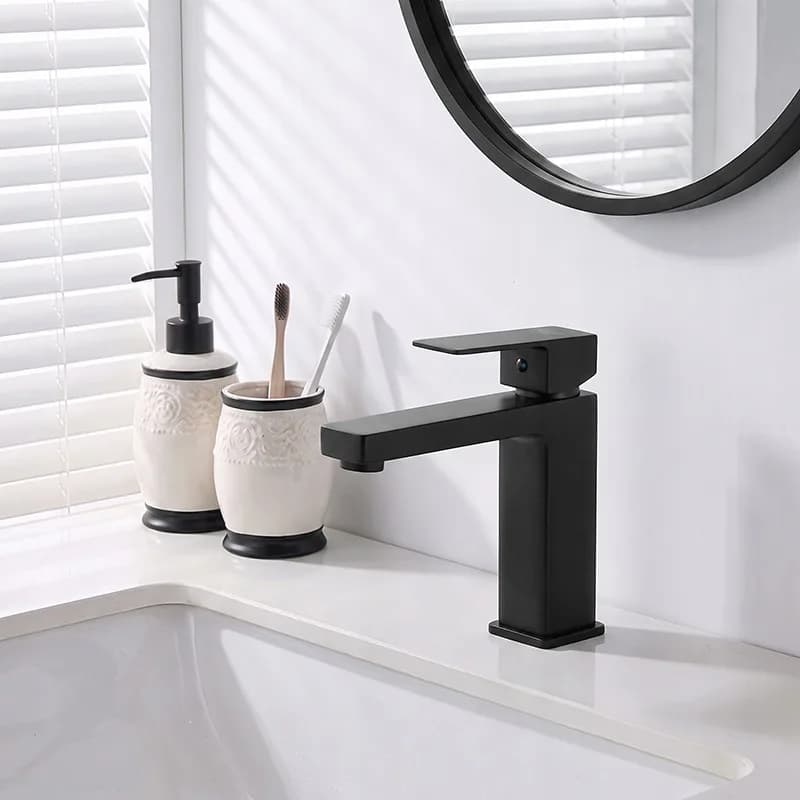Mitigeur de lavabo bas pour vasque à poser avec aérateur F211B noir – photo 2