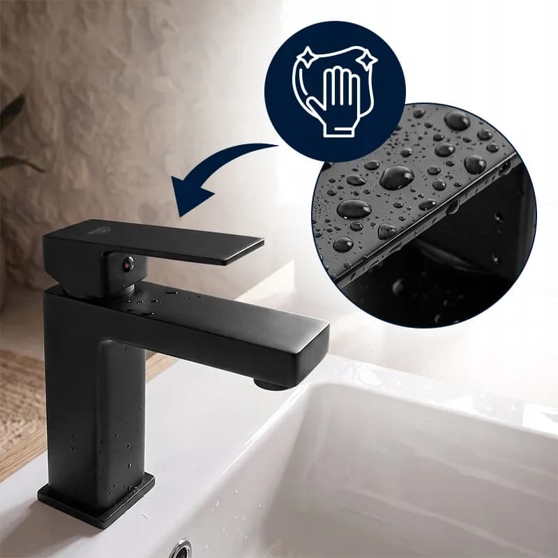 Mitigeur de lavabo bas pour vasque à poser avec aérateur F211B noir – photo 6