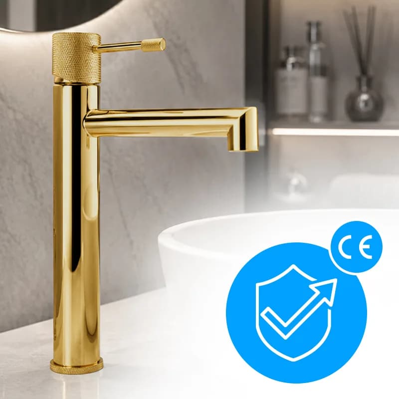 Mitigeur de lavabo haut pour vasque à poser Bona doré – photo 4