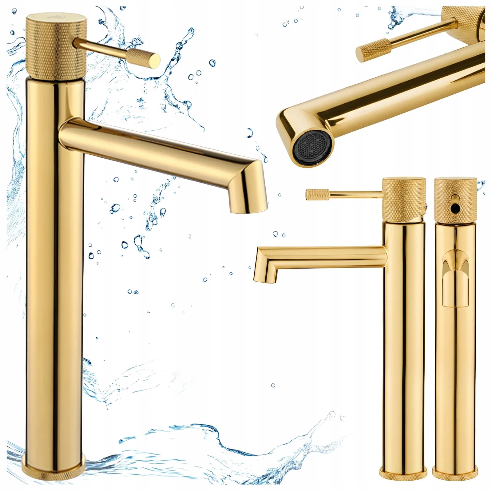 Mitigeur de lavabo haut pour vasque à poser Bona doré