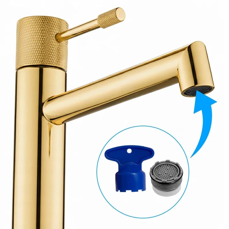 Mitigeur de lavabo haut pour vasque à poser Bona doré – photo 6