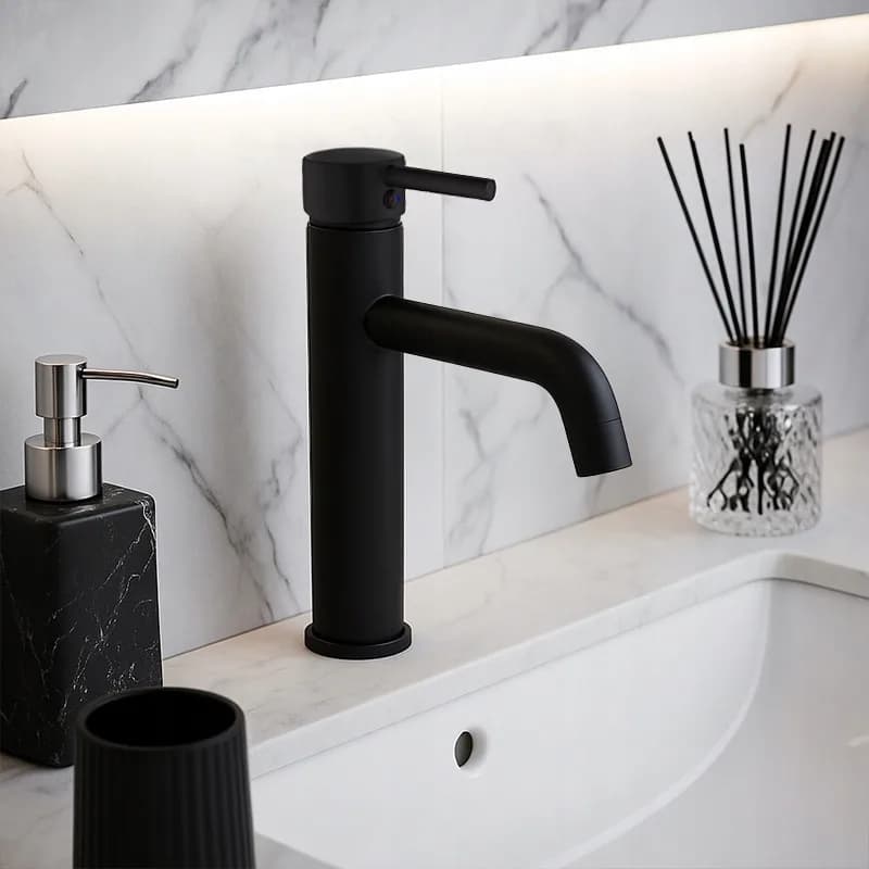 Mitigeur de lavabo haut pour vasque à poser Caro noir – photo 2