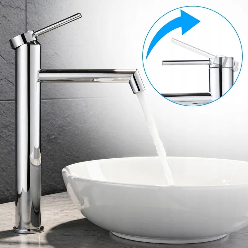 Mitigeur de lavabo haut pour vasque à poser Mika chromé – photo 8