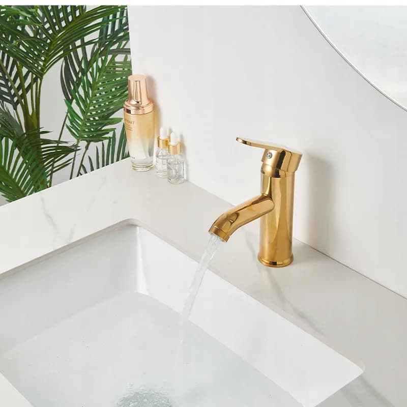 Mitigeur de lavabo bas pour vasque à poser Cuba doré – photo 6