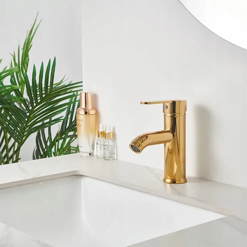 Mitigeur de lavabo bas pour vasque à poser Cuba doré – photo 2