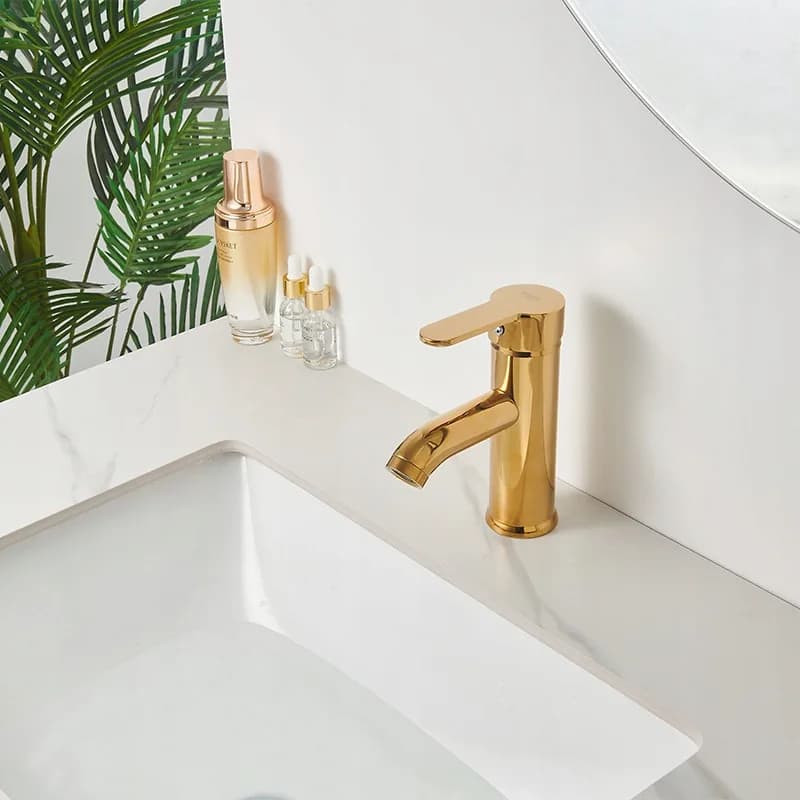 Mitigeur de lavabo bas pour vasque à poser Cuba doré – photo 4