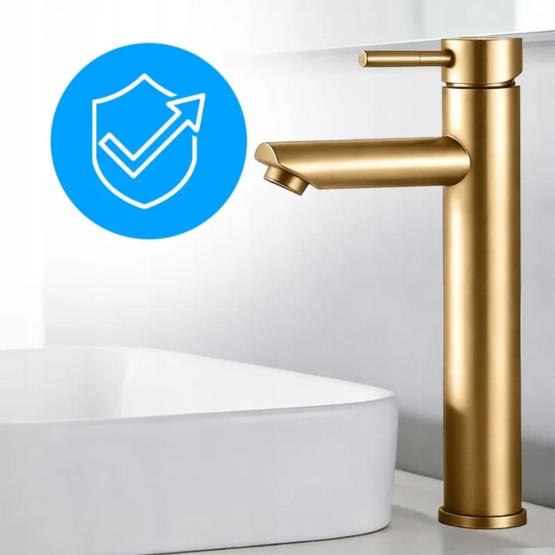 Mitigeur de lavabo haut pour vasque à poser Arley doré – photo 3