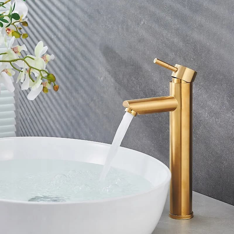 Mitigeur de lavabo haut pour vasque à poser Arley doré – photo 2