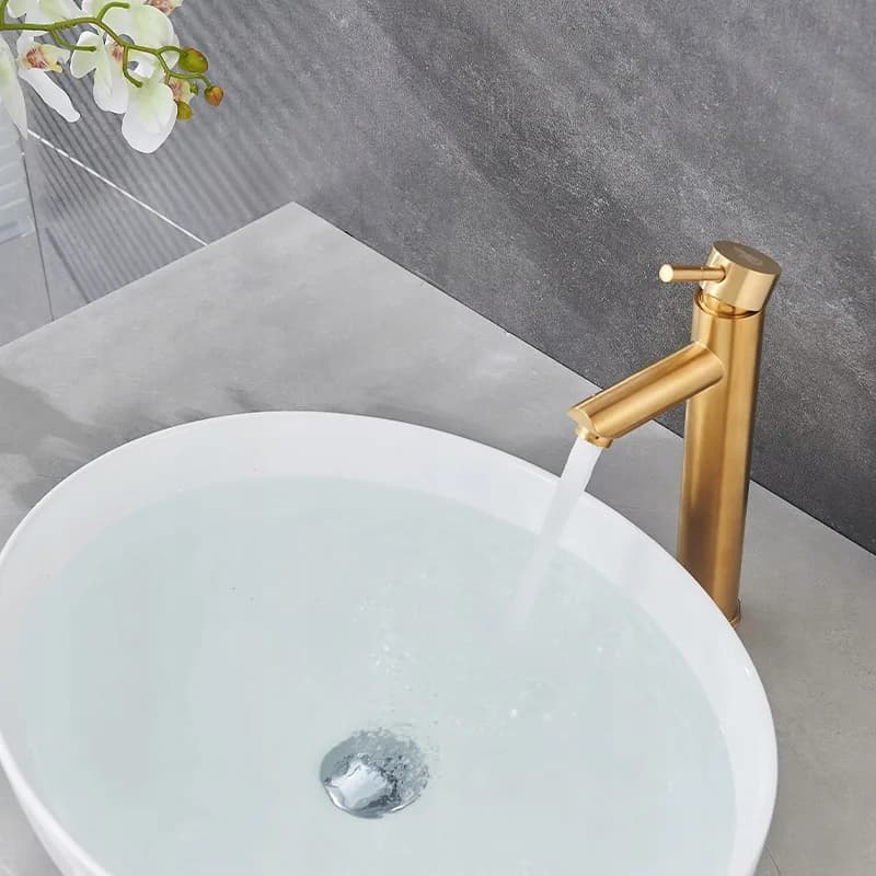 Mitigeur de lavabo haut pour vasque à poser Arley doré – photo 8