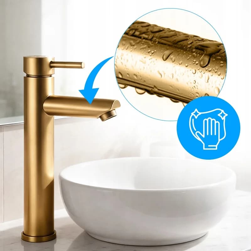 Mitigeur de lavabo haut pour vasque à poser Arley doré – photo 5