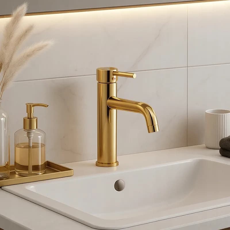 Mitigeur de lavabo haut pour vasque à poser Caro doré – photo 2