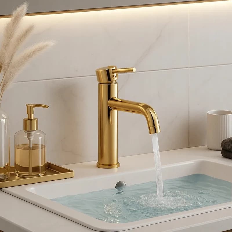 Mitigeur de lavabo haut pour vasque à poser Caro doré – photo 4
