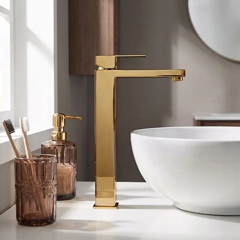 Mitigeur de lavabo haut pour vasque à poser avec aérateur F211HC doré – photo 2